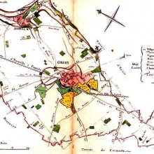 Plan d'intendance de 1778 de Grisy-les- Plâtres du gémoètre arpenteur royal Pierre Dubray