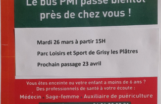 Le bus PMI à Grisy-les-Plâtres : mardi 26 mars à partir de 15h00