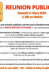 Invitation réunion publique " Participation citoyenne " du 11mars 2023.