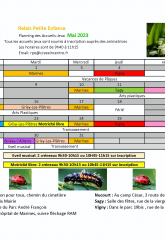 Planning des  activités pour la petite enfance en mai 2023 à Grisy.