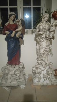Statue vierge et l'enfant restaurée.