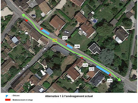 Aménagements de sécurité routière dans la rue du Vexin définis par les riverains.