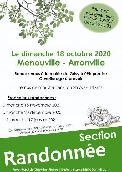 Randonnée pédestre Aronville- Ménouville