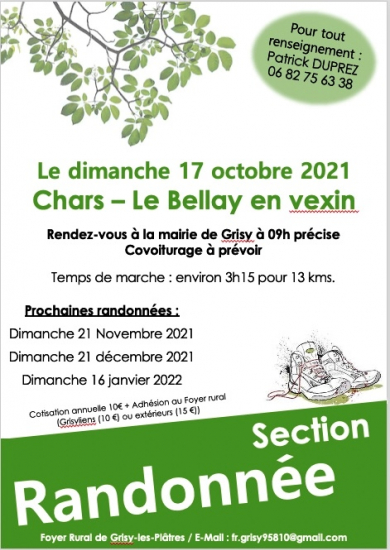 Rando pédestre Chars 17 oct 21