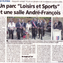 Coupure de presse sur l'inauguration du Parc et de l'Espace A François.