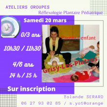 Samedi 20 mars : atelier réflexologie plantaire pediatrique à Grisy..