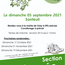 Dimanche 05 septembre randonnée pédestre du foyer rural de Grisy-les-Plâtres " SANTEUIL ".