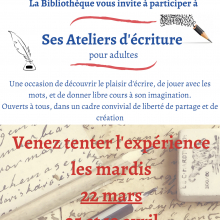 Ateliers d'écriture à la bibliothèque de Cormeilles- en- Vexin.