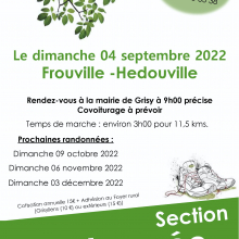 Dimanche 04 septembre : randonnée pédestre avec le foyer rural de Grisy - les- Plâtres.