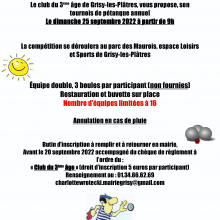 Dimanche 25 septembre : tournoi de pétanque à Grisy-les-Plâtres.