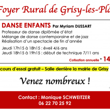 Le foyer rural de Grisy-les-Plâtres propose des cours de danse pour les enfants.