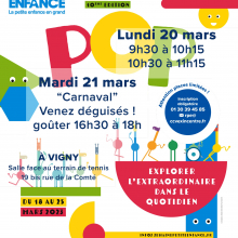 Lundi 20 et mardi 21 mars : semaine nationale de la petite enfance.