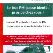 Mardi 26 septembre : le bus " Protection maternelle et infantile du Conseil départemental du Val-d'Oise à Grisy-les-Plâtres. 