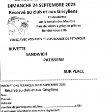Dimanche 24 septembre : tournoi de pétanque à Grisy-les-Plâtres.