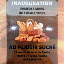 Au plaisir sucré : inauguration de la nouvelle boulangreie -pâtisserie de Grisy-les-Plâtres.