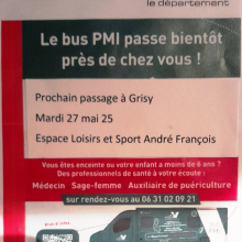 Le Bus PMI : prochain passage à Grisy-les-Plâtres, le mardi 27 mai 