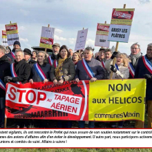 Manifestaion population et maaires contre l'activité d'hélicoptères sur l'aérodrome de Cormeilles en Vexin : 15 mars 2025
