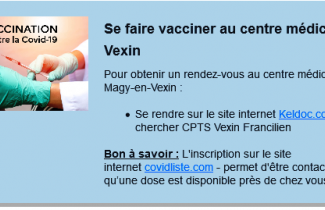 COVID 19 : vaccination à Magny- en- Vexin.