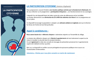 La sécurité des personnes et des biens à Grisy-les-Plâtres : recherche de villageois vigilants.