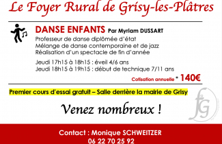 Le foyer rural de Grisy-les-Plâtres propose des cours de danse pour les enfants.