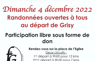 Dimanche 04 décembre : téléthon à Grisy-les-Plâtres avec le foyer rural du village.