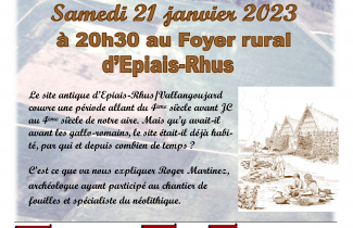 Samedi 21 janvier au sein du foyer rural d'Epiais-Rhus : conférence sur les fouilles engagées sur le site antique d’Epiais-Rhus / Vallangoujard.