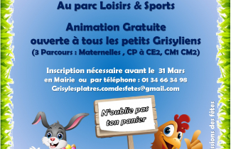 Samedi 08 avril : chasse aux oeufs de Pâques à Grisy-les-Plâtres.