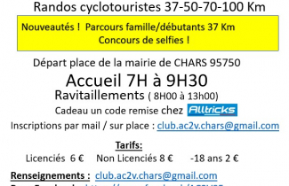 Dimanche 24 septembre : randos cyclotourisme à Chars.