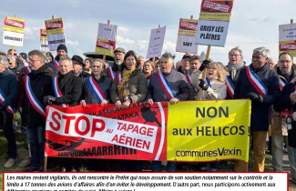 Manifestaion population et maaires contre l'activité d'hélicoptères sur l'aérodrome de Cormeilles en Vexin : 15 mars 2025