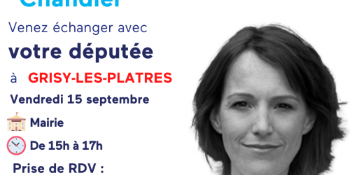 Vendredi 15 septembre :permanence à Grisy-les-Plâtres d'Emilie CHANDLER, députée en Val-d'Oise.