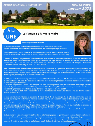 Buletin municipal janvier 2021 : 1ère page.
